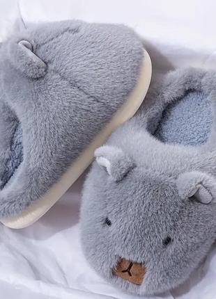 Капібара білі,дитячі капці, домові капці, капці для дому, капці жіночі, капці чоловічі