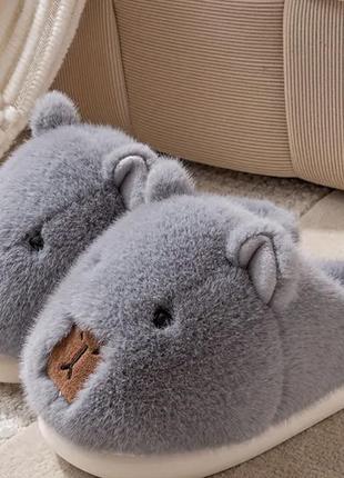 Капібара білі,дитячі капці, домові капці, капці для дому, капці жіночі, капці чоловічі