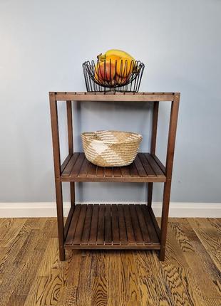 Стелаж (етажерка) 800х520х360 мм wooddecor з натурального дерева 3 полички коричневий