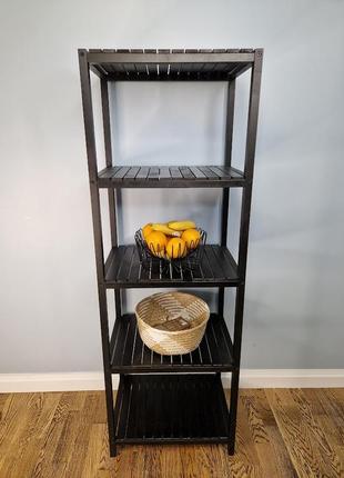 Стелаж (этажерка) 1500х520х360 мм wooddecor из натурального дерева  черный