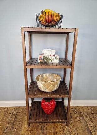 Стелаж (етажерка) 1150х520х360 мм wooddecor з натурального дерева 4 полички коричневий
