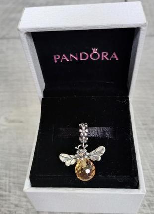 Срібний шарм (бусіна) pandora "бджола з каменем" пандора подарок для жінок