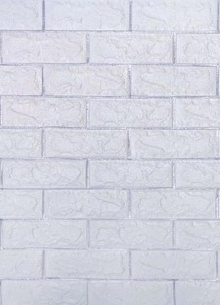 Самоклеючі шпалери декоративна 3d панель пвх 1 шт, біла цегла матова зі сріблом (7 мм)