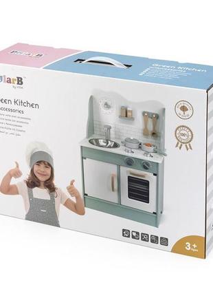 Дитяча кухня з дерева з аксесуарами viga toys polarb зелений (44048) ll