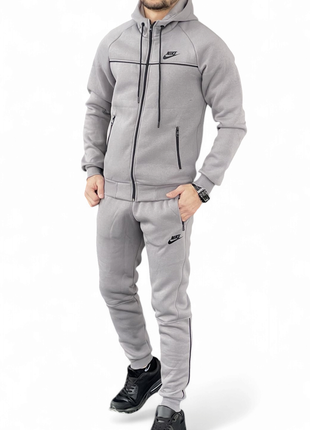 Зимний мужской спортивный костюм nike черный (флис)