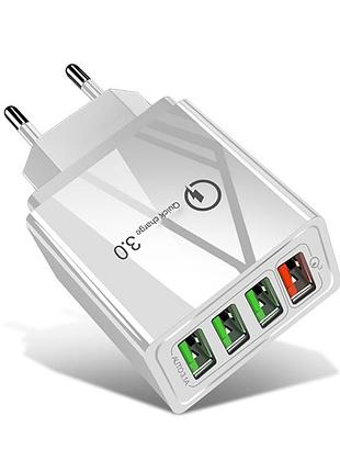 Адаптер швидкої зарядки qc 3.0 4xusb 30вт 3а puluz sya001060401b