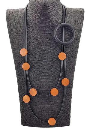 Дизайнерьска прикраса кольє мінімалізм помаранчеві вставки