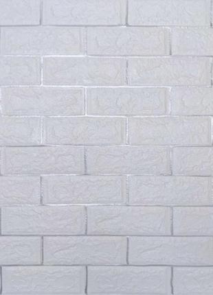 Самоклеючі шпалери декоративна 3d панель пвх біла цегла матова зі сріблом 70*77*0,5 см