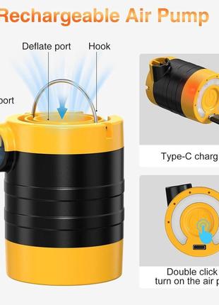 Електричний повітряний насос hugerstone, портативний насос для надувних матраців,...