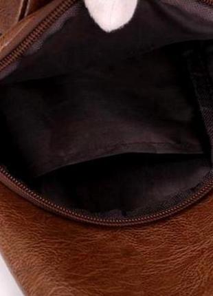 Модная мужская сумка мессенджер через плечо светло коричневая5 фото