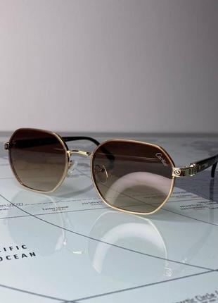 Сонцезахисні окуляри cartier коричневі янтарні картьє фігурні унісекс стильні брендові8 фото