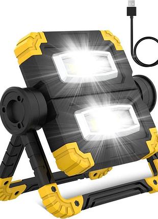 Прожектор двойной светодиодный cob 1400 люмен с аккумулятором 5000 mah 20w 4000k фонарь
