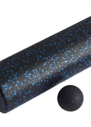 Масажний набір rollerua гладкий ролик мфр 45х15 см та м'яч 8 см black/blue