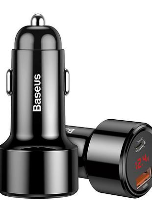 Адаптер автомобильный baseus magic series pps with digital display 1usb/1type-c 6a qc4.0/pd black