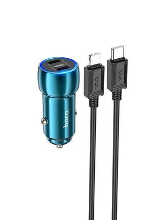 Адаптер автомобильный hoco type-c to lightning cable tough dual port car charger z48 | 2type-c, 40w/3a, pd/qc|