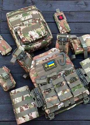 Комплект плитоноска gen.7 быстрого сброса+ 8 подсумоков и рюкзак мультикам для спортивного оружия ku-22
