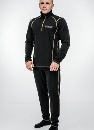 Термобелье черное с желтыми полосами для зимней рыбалки и активного отдыха гипоаллергенная антипилингова ku-22