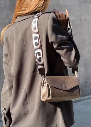 Кожаная сумка тауп 3