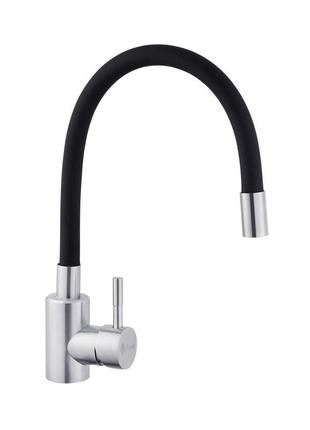 Cмеситель для кухни с гибким изливом agua acero-inox035ns-1 черный нержавеющая сталь