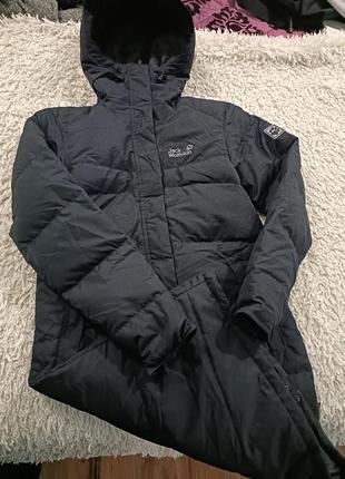 Удлиненная утепленная зимняя пуховая парка,пуховик jack wolfskin stormlock active размера м