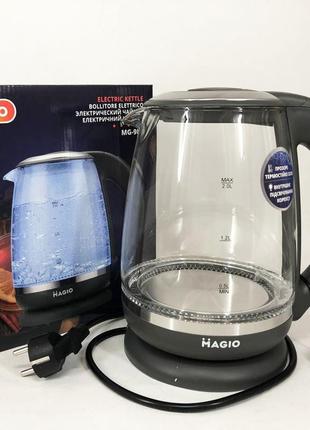 Электрочайник 2 л magio mg-982, электрочайники с подсветкой, чайник дисковый, хороший