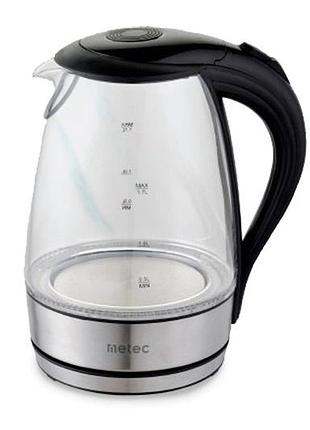 Електрочайник скляний metec — 1,7 л чорний