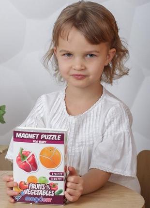 Набір магнітів baby puzzle "фрукти й овочі" 3,7х17х12 см magdum різнобарвний (2000002420194)6 фото