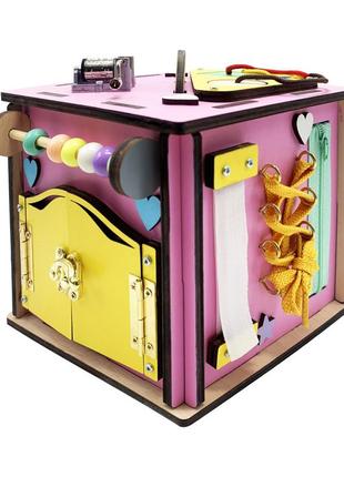 Развивающая игрушка "бизикуб" 15х15х15 см temple group розовый (2000002465034)2 фото