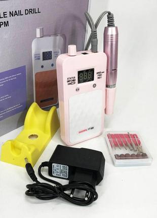 Портативный фрезер для ногтей nail drill yt-928 аккумуляторный с индикатором заряда на 35 000 оборотов.