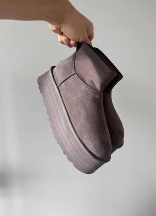 Ugg classic mini dipper gray premium женские угги угги угги на овчине