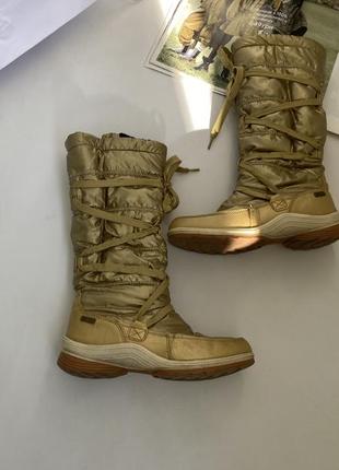 Женские золотые зимние утепленные сапоги ✨