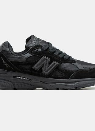 Мужские кроссовки черные термо new balance 990 black gore-tex, мужественные зимние кроссовки гор текс