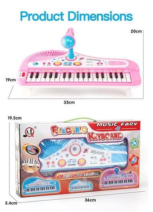 Дитячий синтезатор із мікрофоном. електросинтезатор для дітей розвиваюча іграшка синтезатор 37 клавіш|вигідна ціна|3 фото
