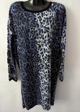 Женское леопардовое платье only, синее, платице, на каждый день,теплое,трехнитка,трехнить,петля