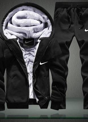 Чоловічий теплий зимовий костюм nike трьохнитка на флісі