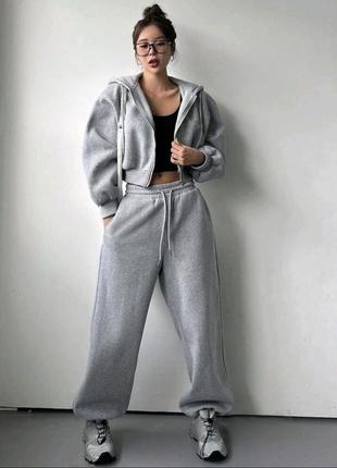 Костюм спортивный теплый, модный худи + штаны