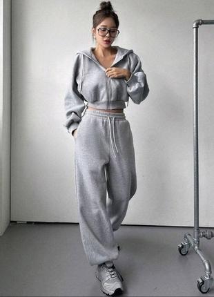 Костюм спортивный теплый, модный худи + штаны