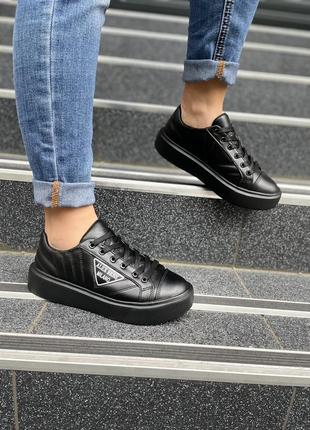 Кроссовки женские alex benz 1016 черные (весна-осень, кожа натуральная) (4774)