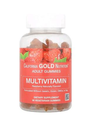California gold nutrition мультивітаміни в жувальних таблетках для дорослих, натуральний малиновий смак, 90 жувальних