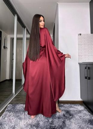 ❗ексклюзив❗шелковый халат макси с клеш рукавами для дома фотосессий