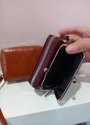 Гаманець жіночий  2 в 1 ( кредитниця + монетниця ) бордова, коричнева6 фото