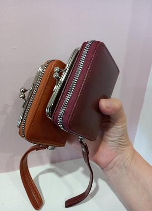 Гаманець жіночий  2 в 1 ( кредитниця + монетниця ) бордова, коричнева4 фото