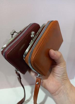 Гаманець жіночий  2 в 1 ( кредитниця + монетниця ) бордова, коричнева8 фото