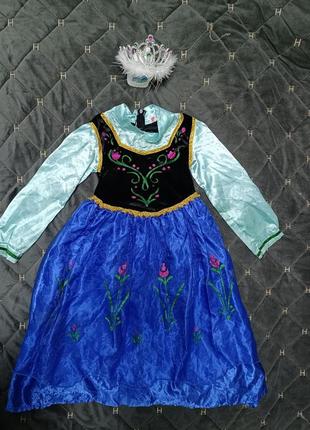 Карнавальное платье костюм анна холодное сердце с короной 8-9 лет