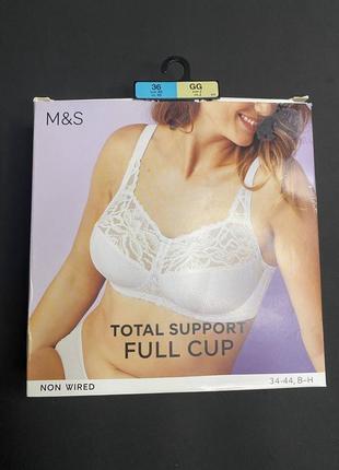 Ажурный бюстгальтер m&s на очень пышную грудь без косточек без поролона с широкими бретелями белый