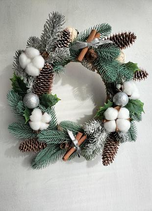 Різдвяний вінок на стіну або стіл. новорічний вінок, новорічний декор для оселі.