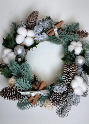 Різдвяний вінок на стіну або стіл. новорічний вінок, новорічний декор для оселі.