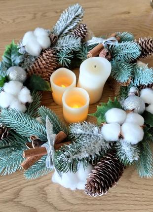 Різдвяний вінок на стіну або стіл. новорічний вінок, новорічний декор для оселі.