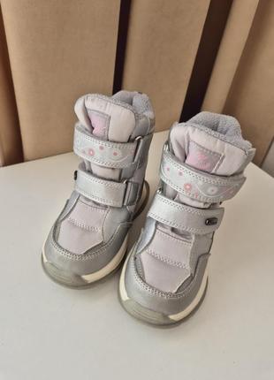 Зимние ботинки термодутики 24 размер (15см по потолке) серые серебряные