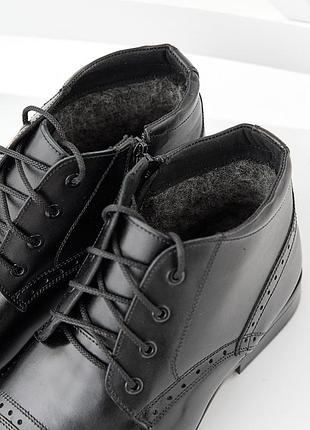 Стильні класичні чоловічі чорні туфлі натуральна шкіра з хутром,чоловічі якісні...